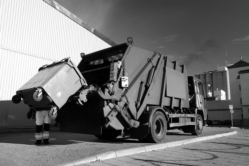 Construction site with organized waste containers for clearance