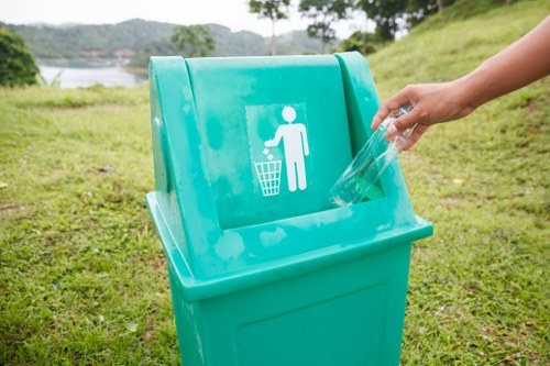 Recycled materials being processed at a waste management facility